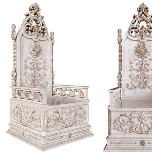 3D Stone throne with carved elements model