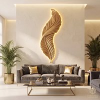 Modern feather Relief Panel Wall Decor Set STL Mural CNC 01
