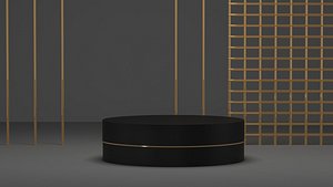 Product stand in black and gold color 3D model 3D model