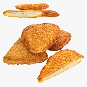 3D Chicken cutlets with cut in crispy breadcrumbs model