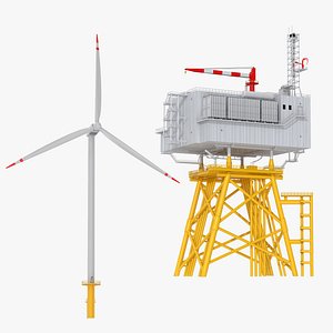 3D Offshore Wind Farm with Turbine