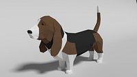 Low Poly Cartoon Basset Hound Dog