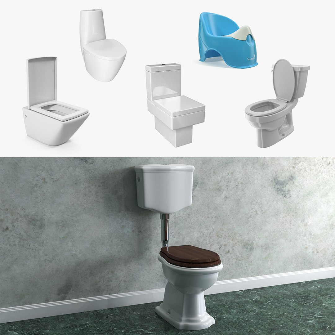 Bathroom Toilets 3D Models Collection 3D model preview