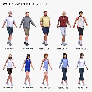 walking sports people 3d model