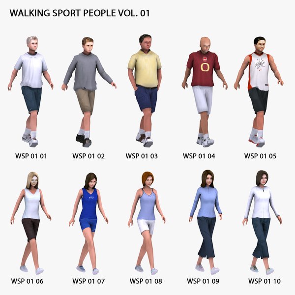 walking sports people 3d model