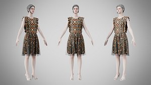 Dress 20 Abstract Organic Mosaic 3D model