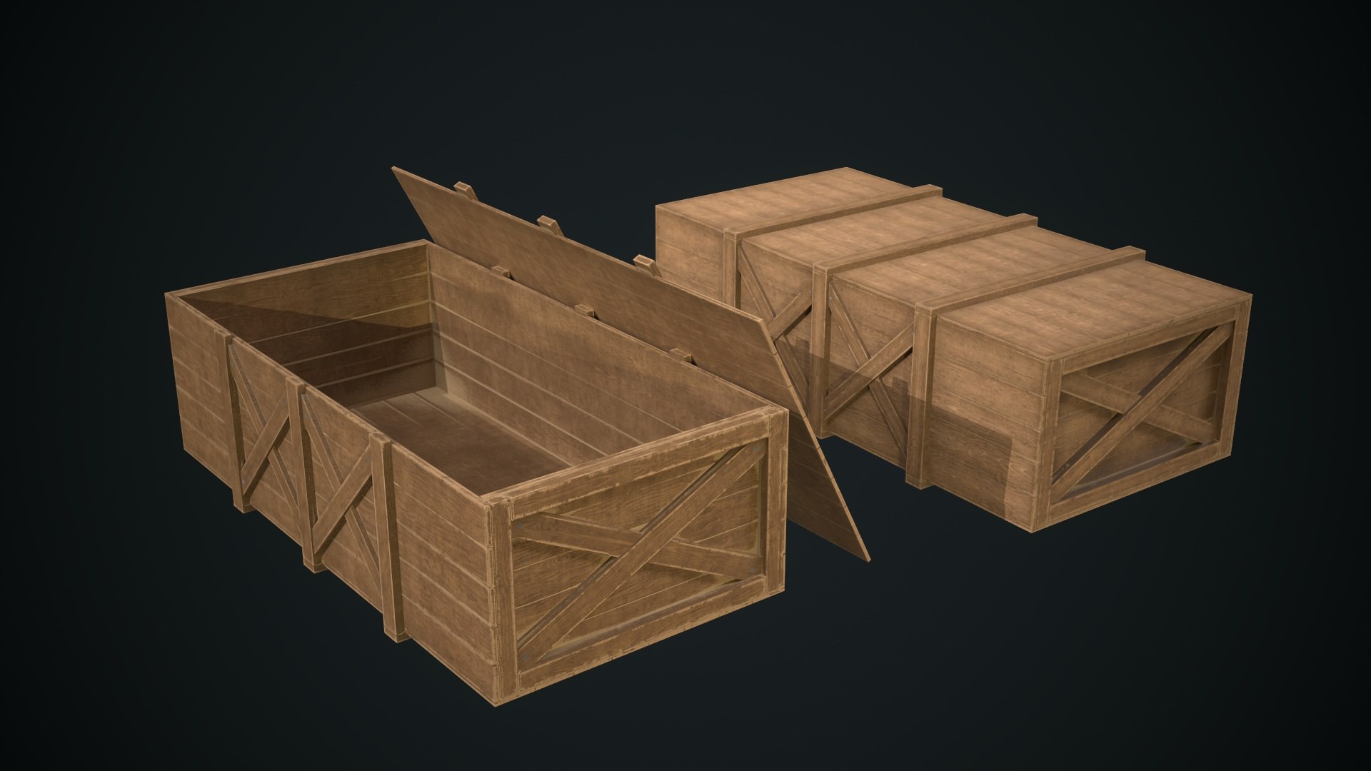 Wooden Open And Closed Boxex Low-poly 3D - TurboSquid 1939632