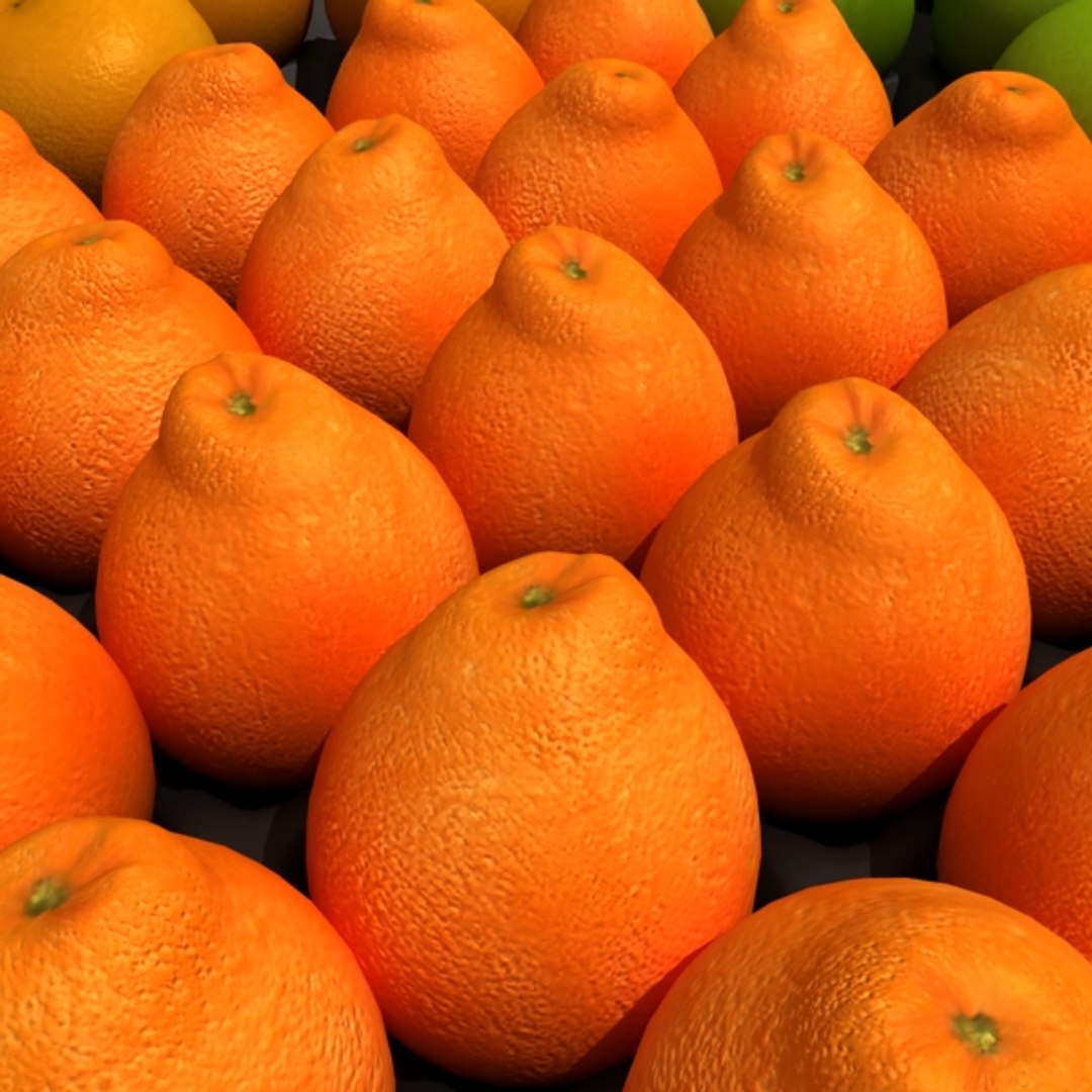 3d Grapefruits Orange Mandarine Fruits Model
