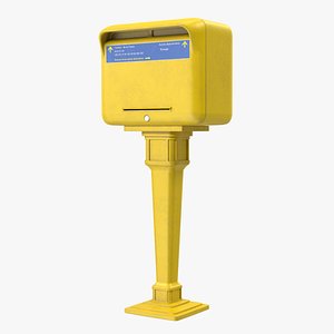 3D French Yellow Mailbox Post