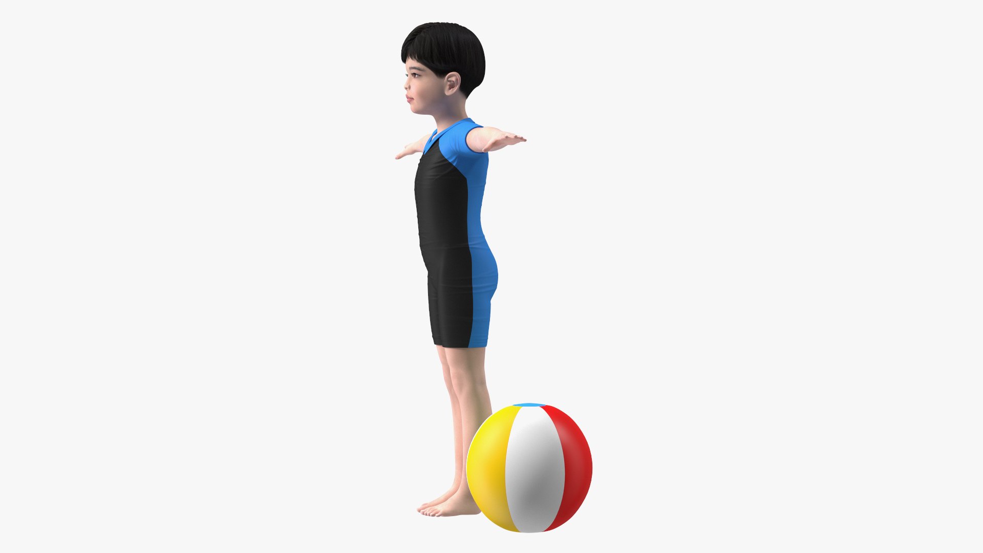 Asian Child Boy Swimwear Rigged for Maya 3D model preview
