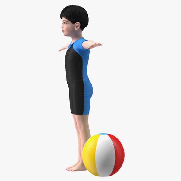 Asian Child Boy Swimwear Rigged for Maya 3D model