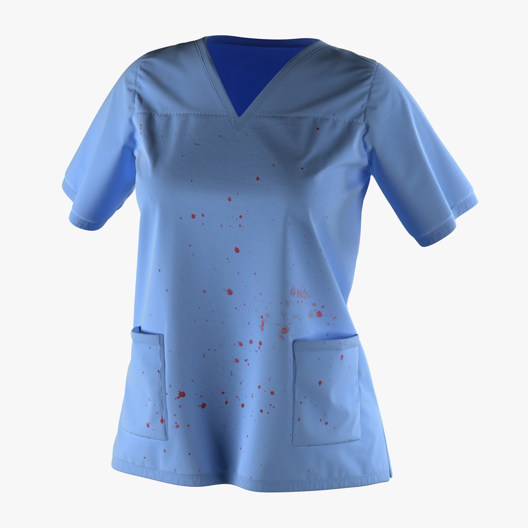Female Surgeon Dress 18 Stained with Blood 3D Model 3D model preview