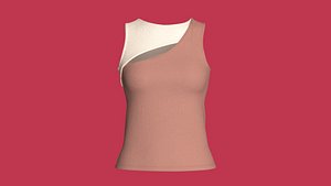 Girls Asymmetric Cut-Out Ribbed Tank Top 3D model