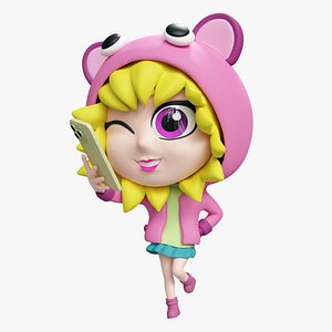 Selfie Girl Mascot 001 model