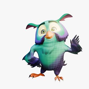 Cartoon Green Owl