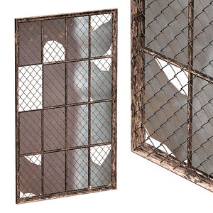 3D old broken industrial window
