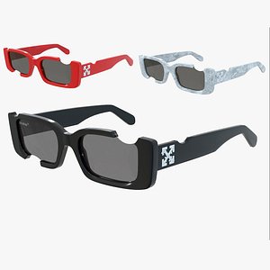 3D model Off-White Cady cut-out rectangular frame sunglasses