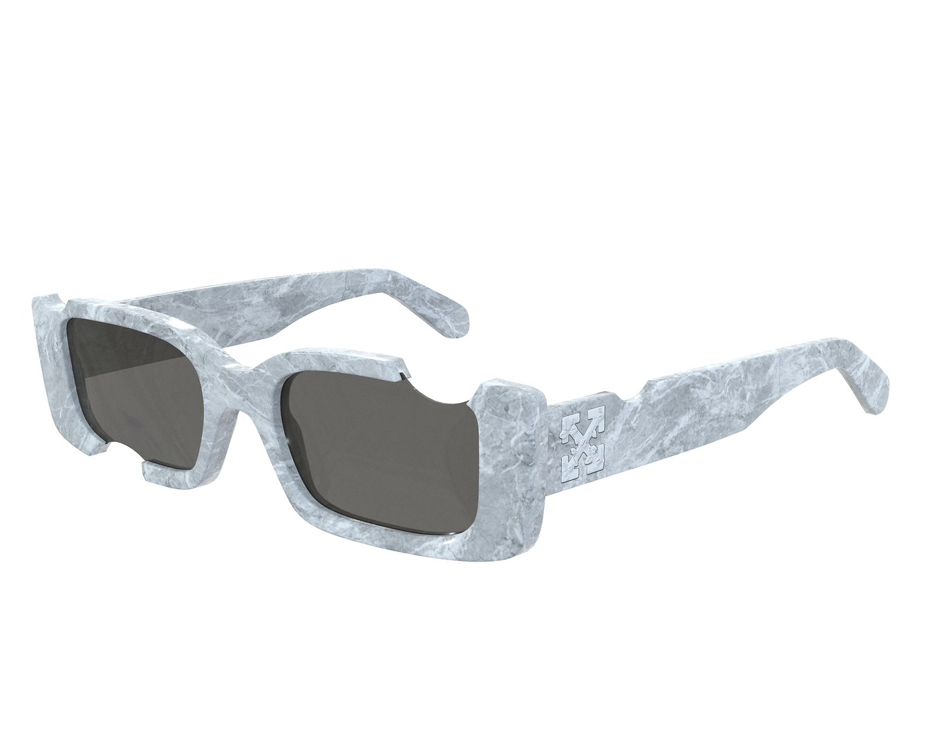 3D Model Off-White Cady Cut-out Rectangular Frame Sunglasses