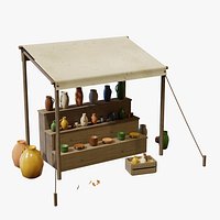 Medieval Market Stall Pottery - Game Ready PBR