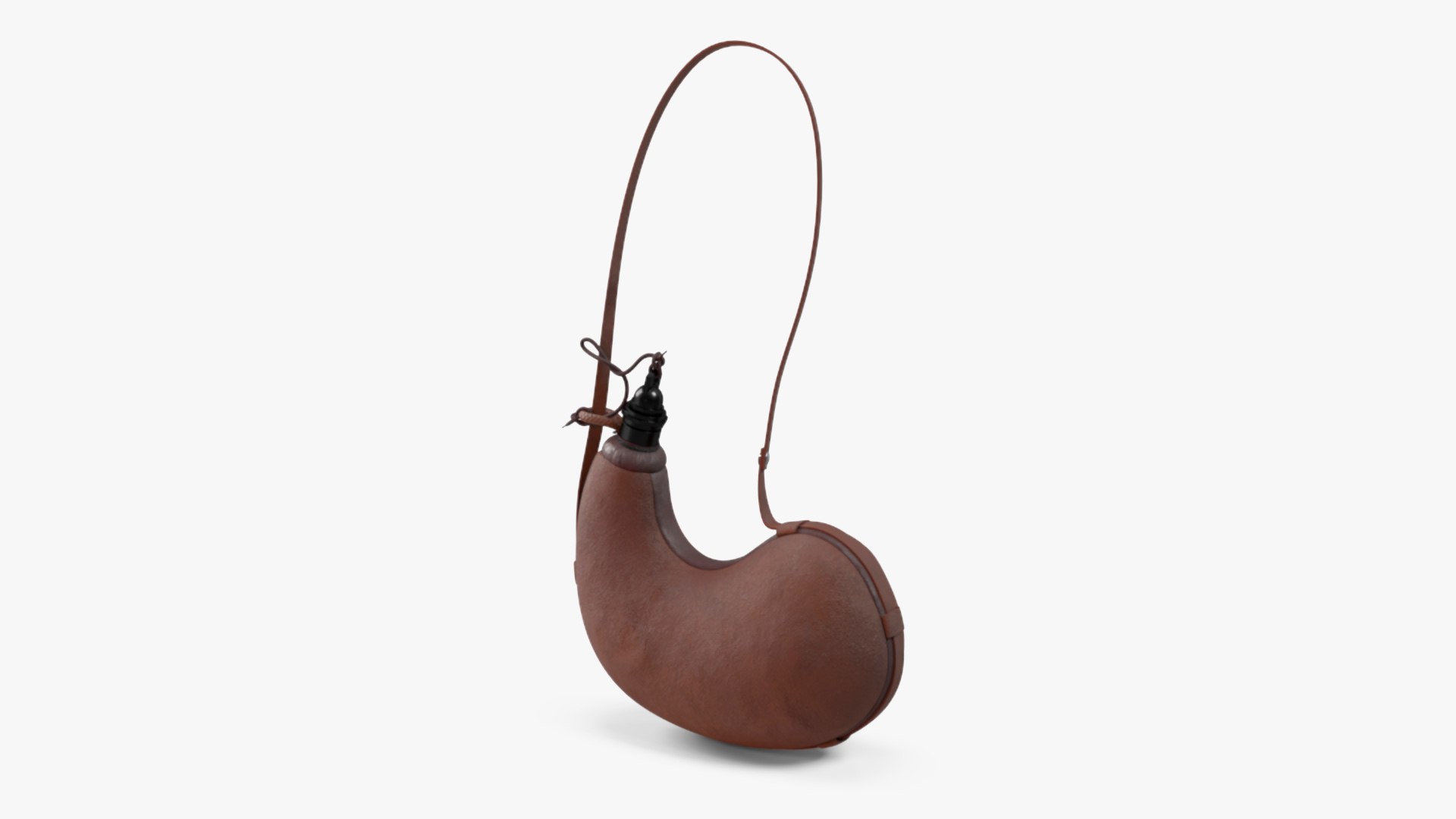 Hanging Curved Wineskin Brown 3D model preview