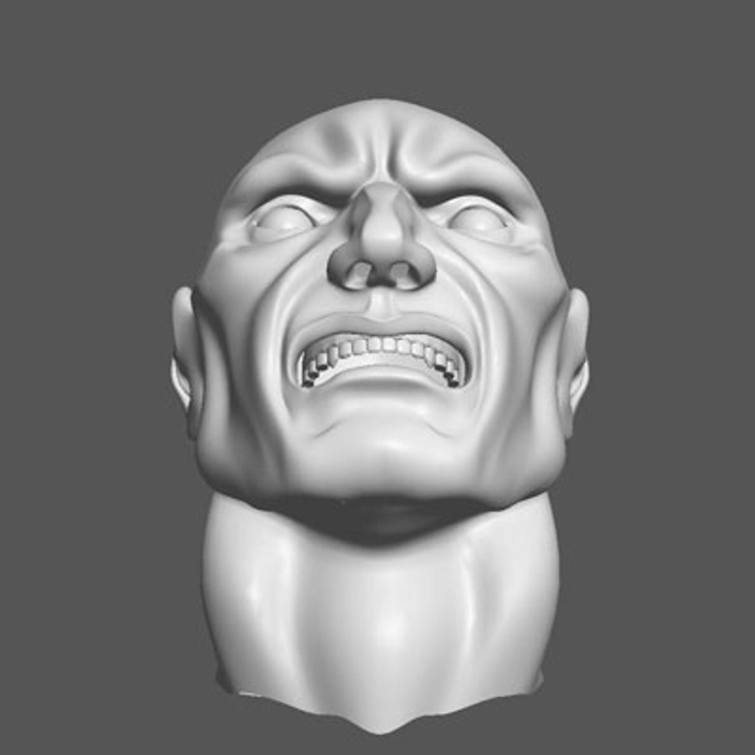 3d Angry Male Head Model