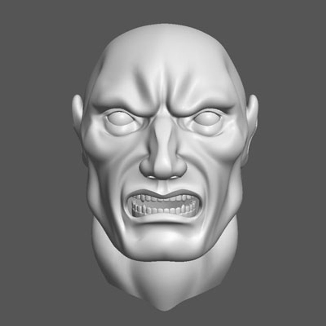 3d Angry Male Head Model