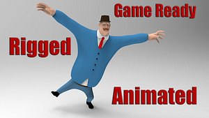 3D rigged cartoon man gentleman model