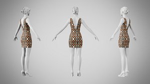 3D Dress 34 Abstract Organic Mosaic model