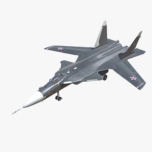 SU-47 Firkin Jet Fighter Aircraft Low-poly model