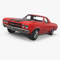 Red Chevrolet El Camino SS 1970 Simplified