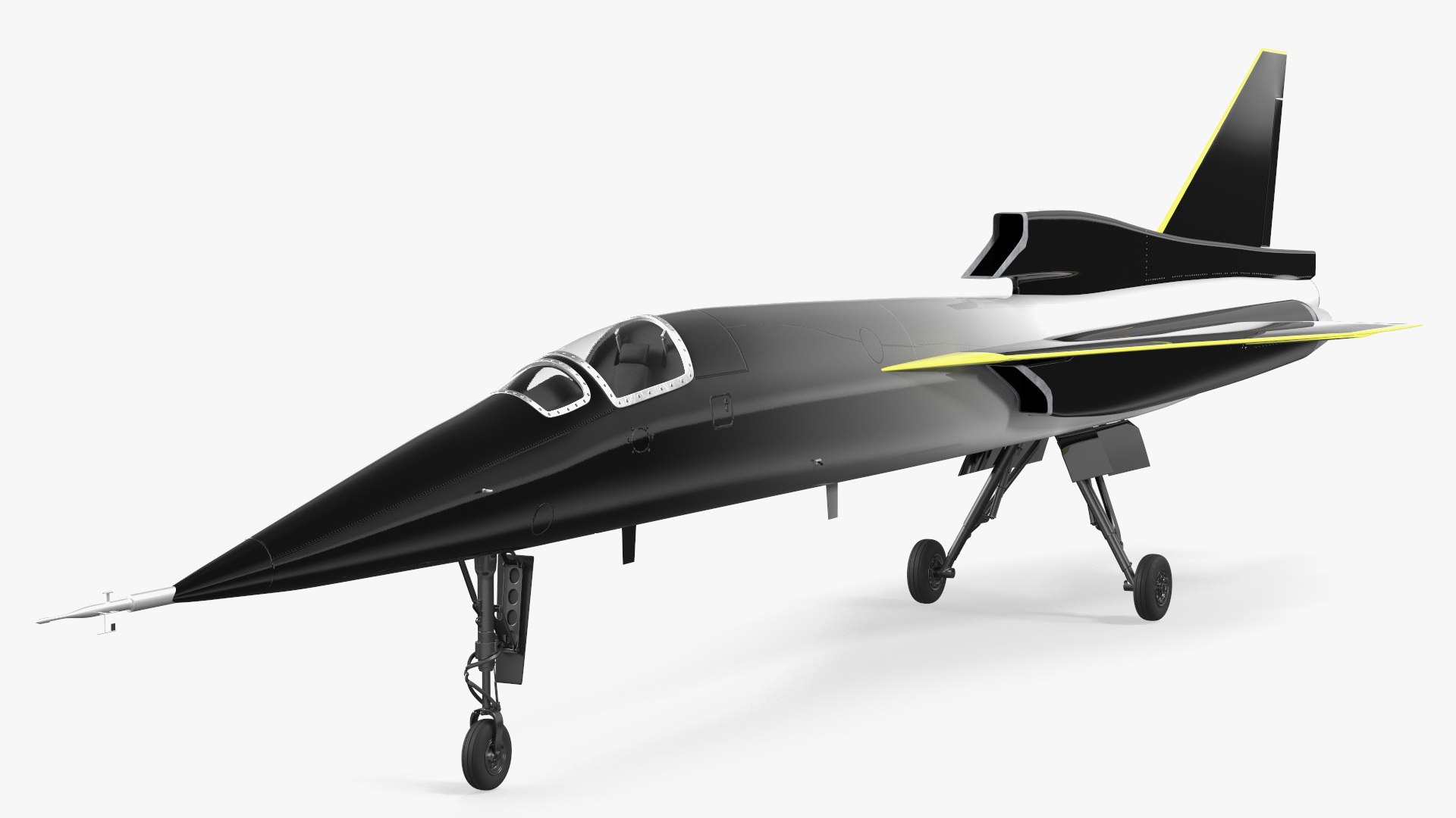 Prototype Supersonic Plane Dark Grey Rigged For Cinema 4D 3D Model 