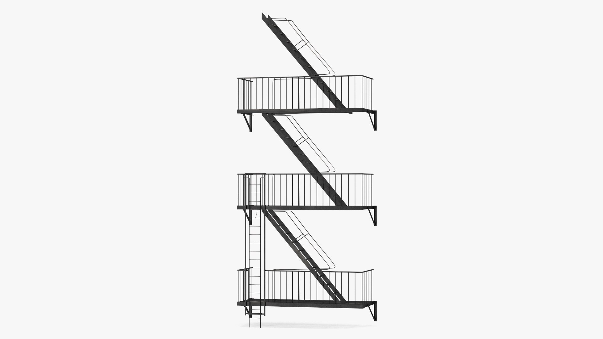 Fire Escape Staircase 3D model preview