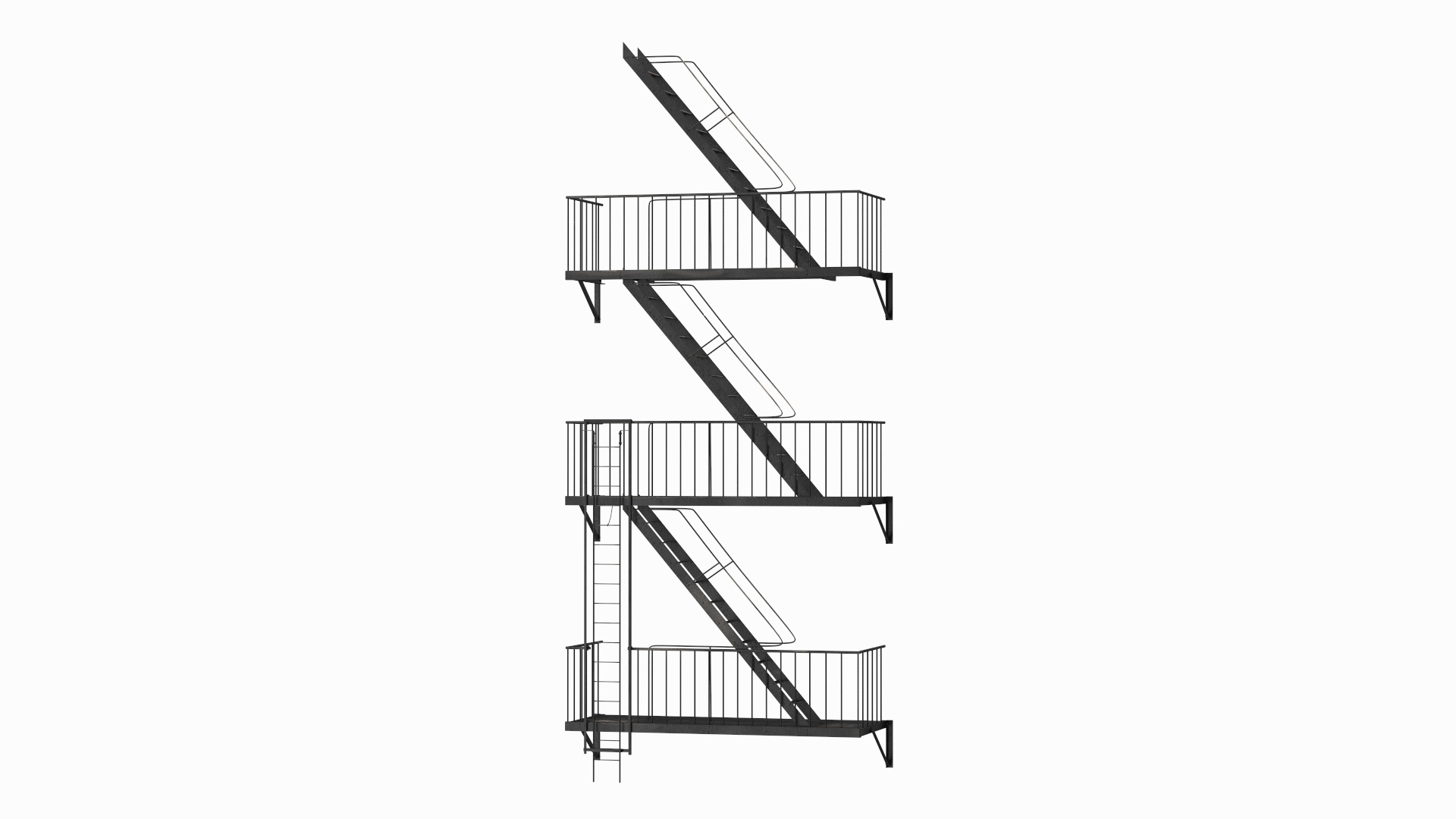 Fire Escape Staircase 3D - TurboSquid 2221921