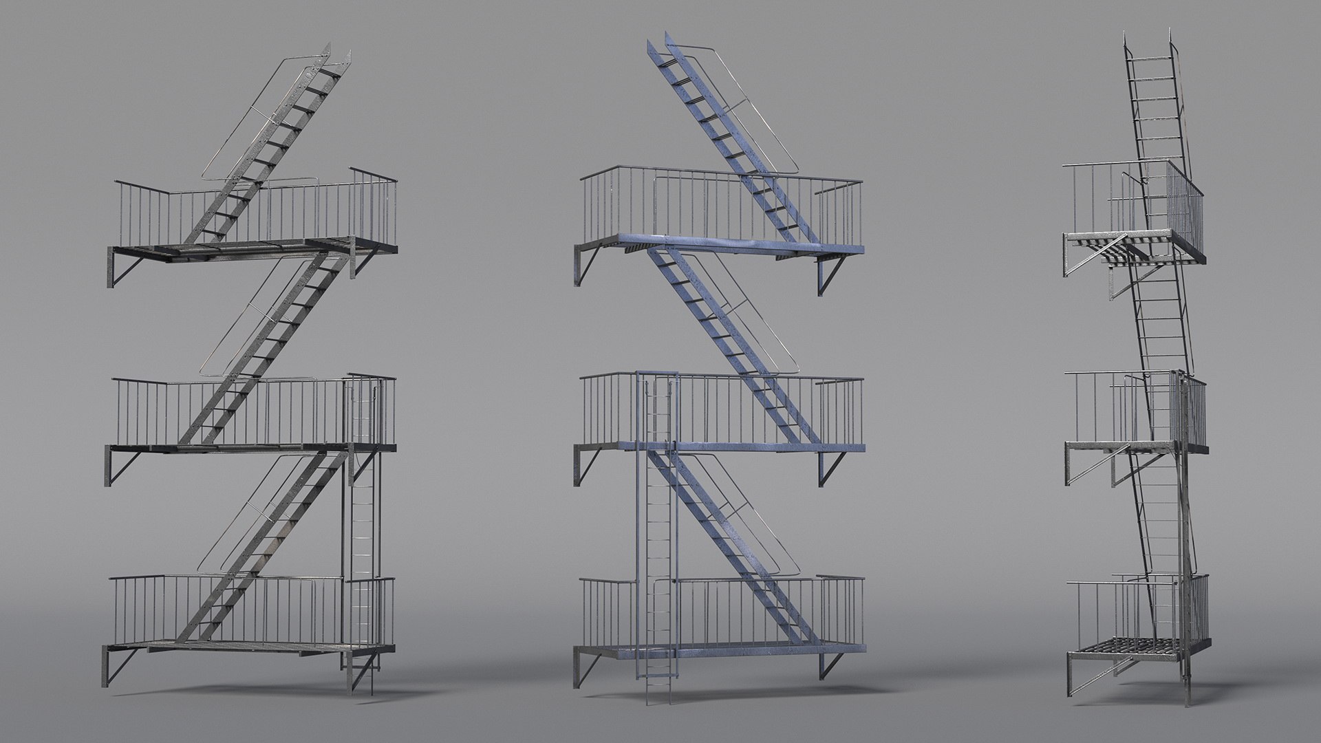 Fire Escape Staircase 3D - TurboSquid 2221921