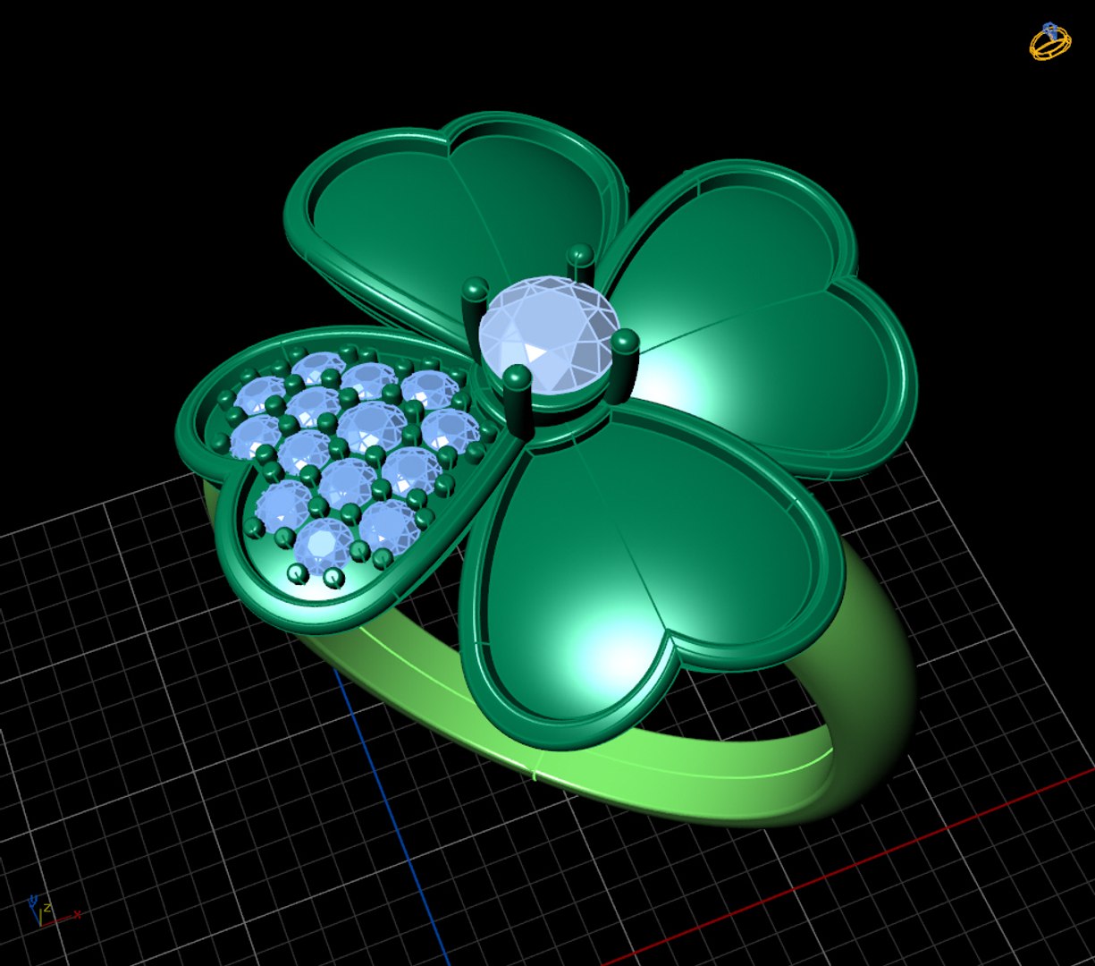 3d clover ring