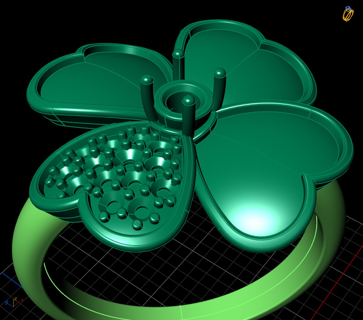 3d clover ring