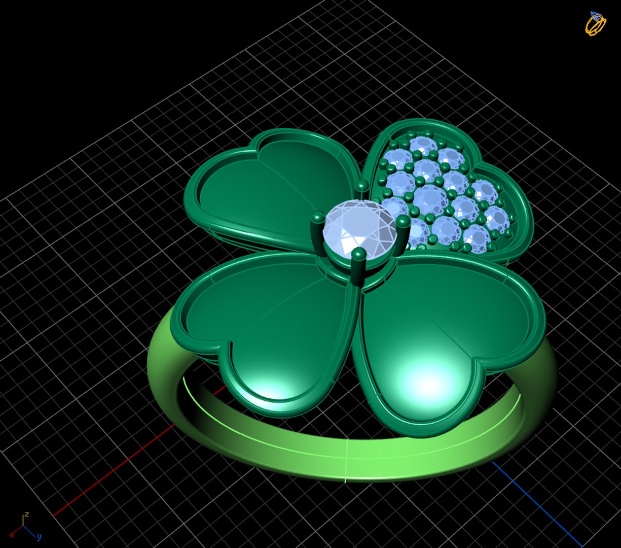 3d clover ring