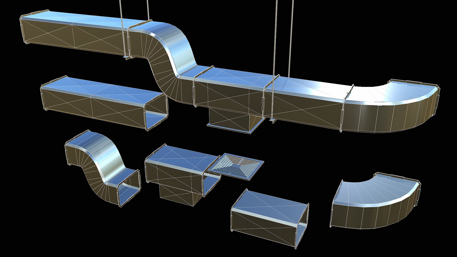 3D Ventilation Modular PBR 03 - TurboSquid 2245684