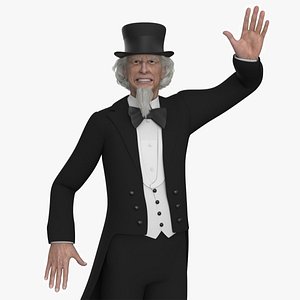 Victorian Gentleman Character in Black Tailcoat Rigged model