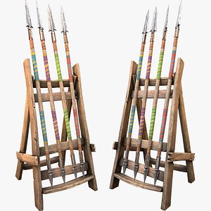 Medieval Weapon Rack Spears Armory Furniture Lance Stand