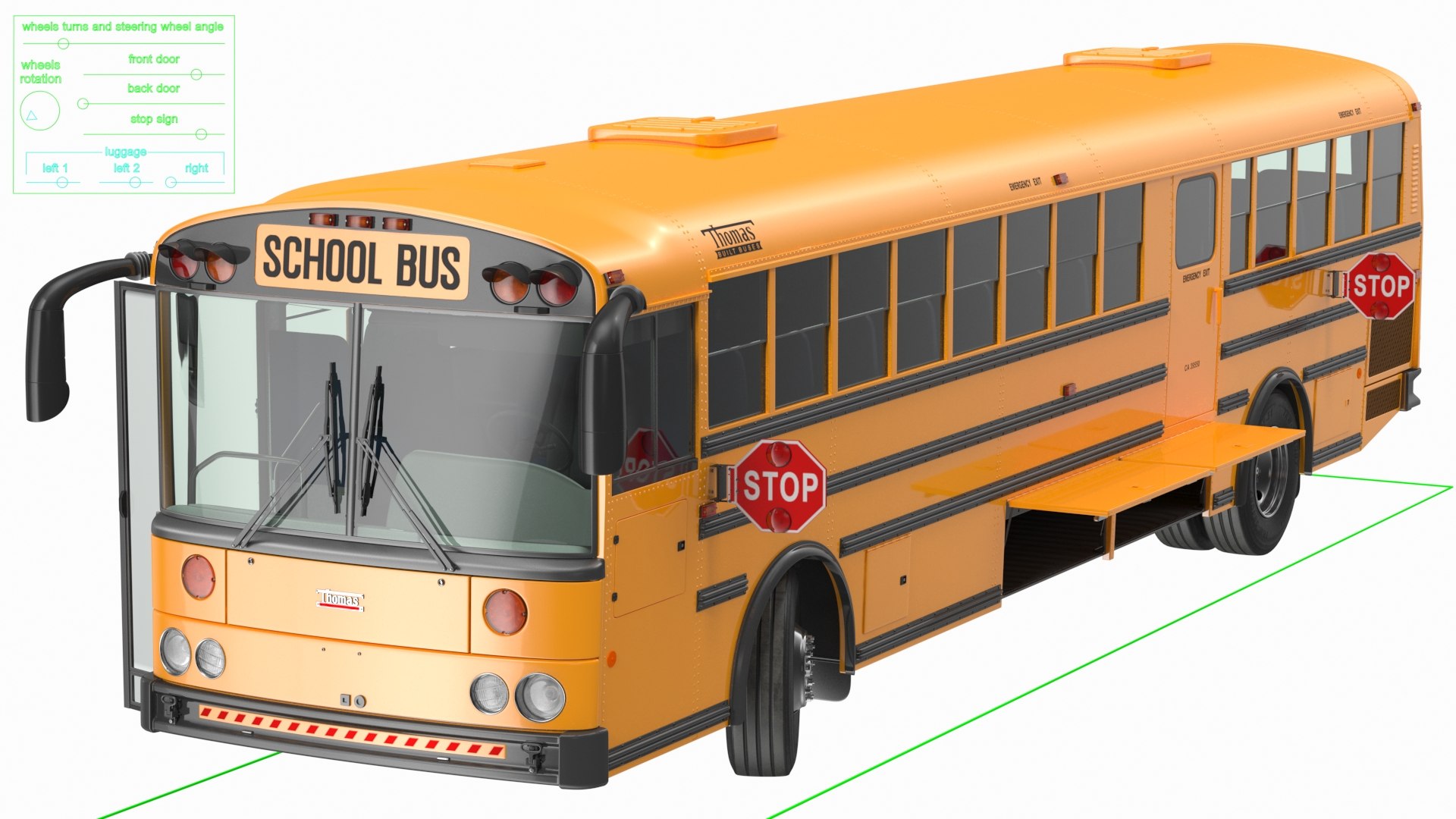 Thomas Saf T Liner School Bus Rigged 3D model preview
