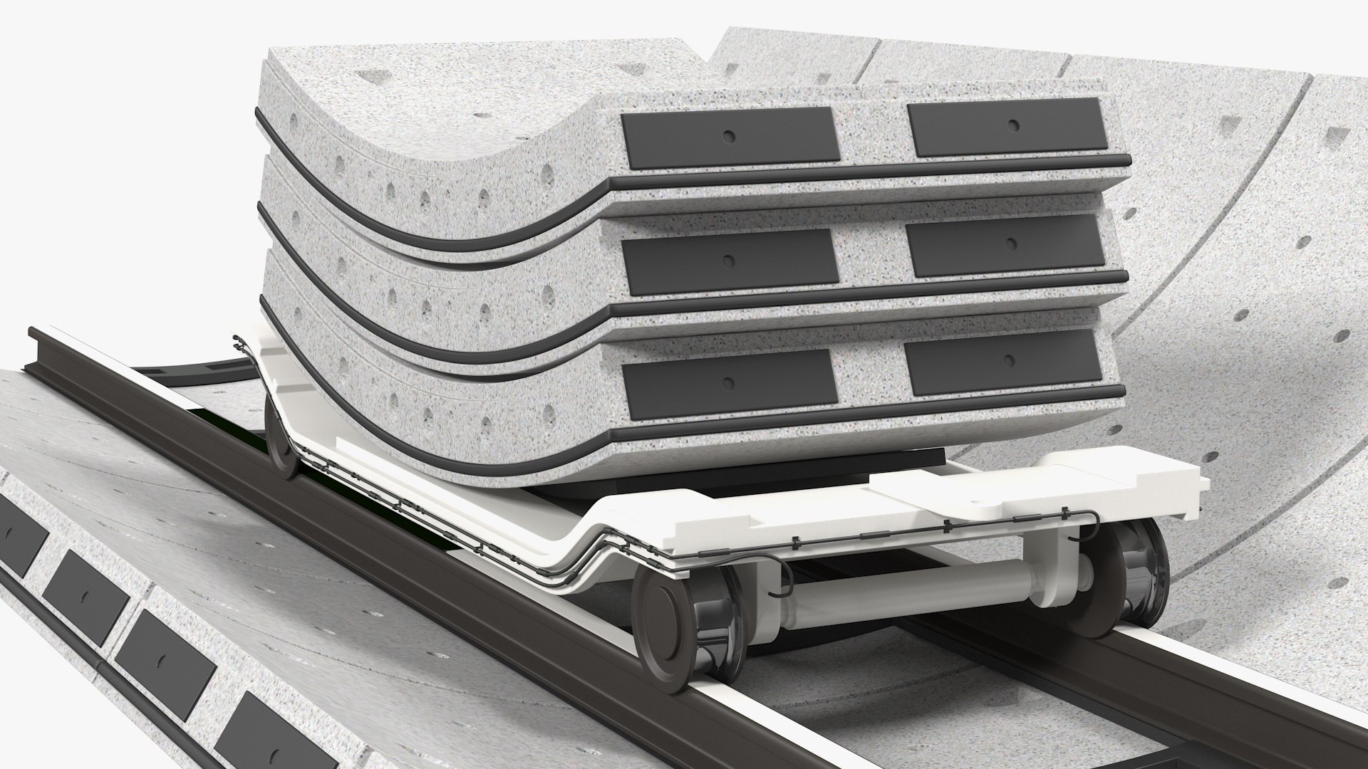 Concrete Tunnel Rails Trolley 3D Model - TurboSquid 1434234