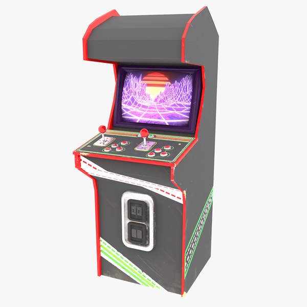 3D 80s retro arcade cabinet model