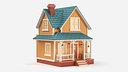 Cartoonish Wooden House Low Poly 3D Model 01