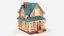 Cartoonish Wooden House Low Poly 3D Model 01