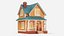 Cartoonish Wooden House Low Poly 3D Model 01