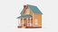 Cartoonish Wooden House Low Poly 3D Model 01
