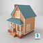 Cartoonish Wooden House Low Poly 3D Model 01