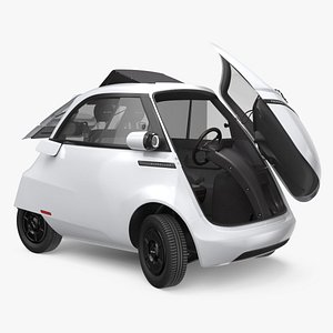3D Compact EV City Vehicle Microlino White Rigged for Maya model