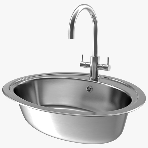 3D Oval Single Kitchen Sink with Tap model